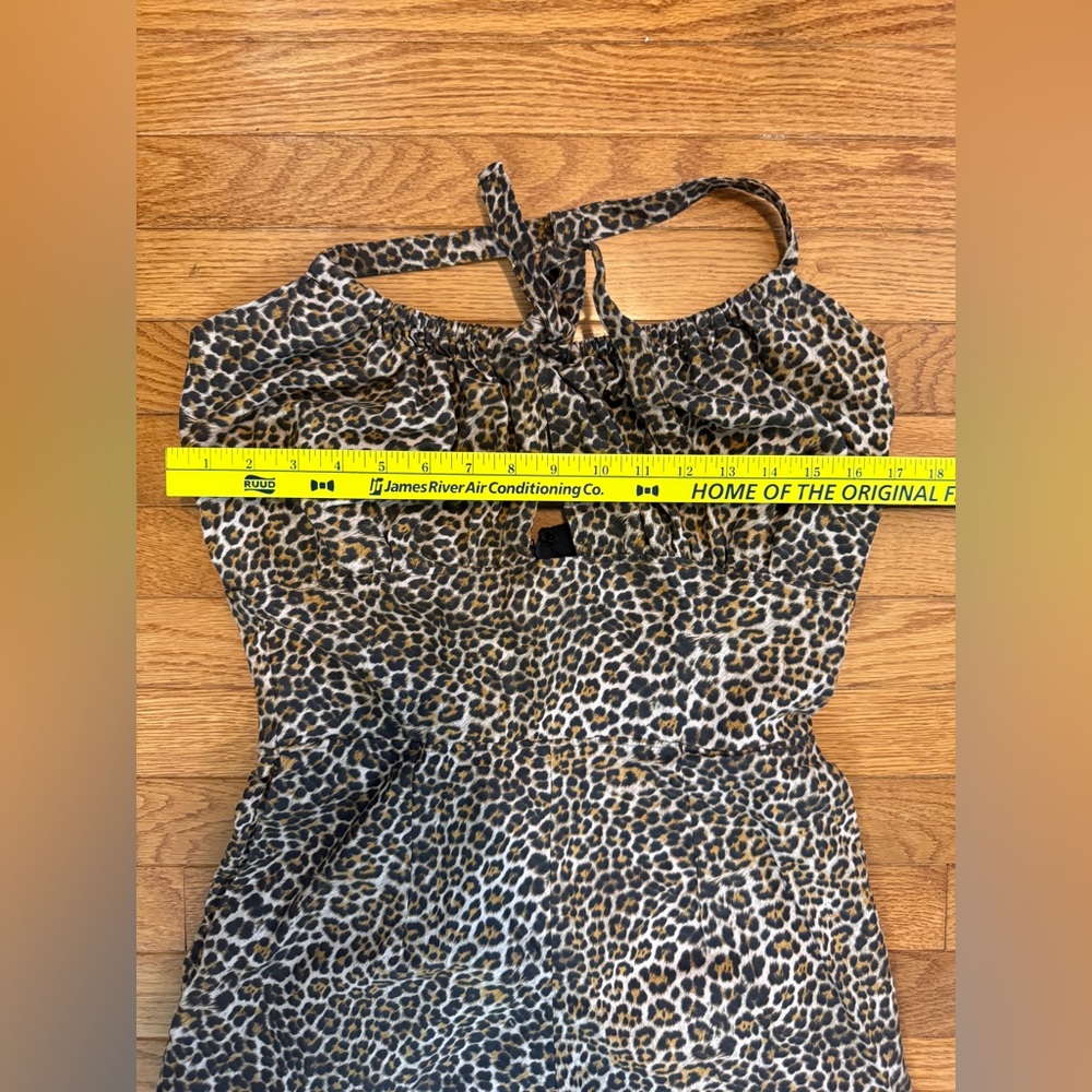 Retroverte two piece 1950s style playsuit Leopard romper over skirt medium - Picture 2 of 9